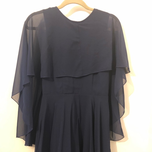 Navy blue cape dress - Picture 3 of 4